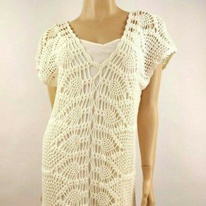 Chelsea & Violet - Ivory Nude Crochet Knit Dress Size Large